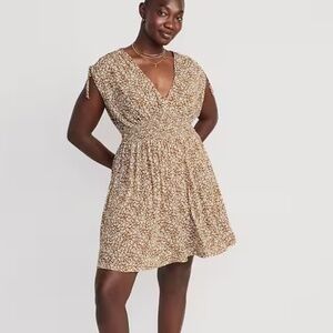 Old Navy Waist-Defined Sleeveless Tie-Shoulder Smocked Mesh Mini Dress Pre-owned